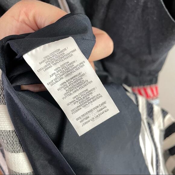 J. Crew Striped Chambray Sleeveless Dress Tapestry C1054 Drop Waist Textured 6 - Picture 8 of 11